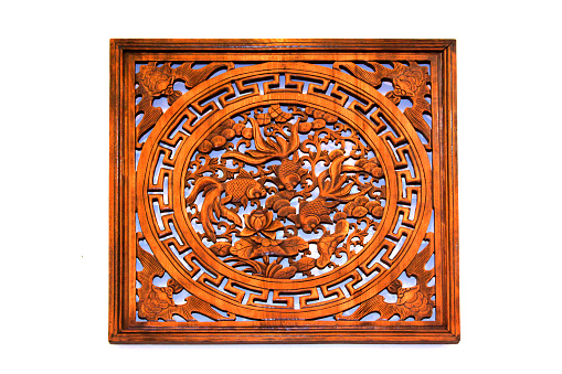 Chinese traditional woodcarving handicraft on the white background