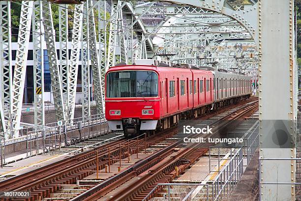 Red Train Stock Photo - Download Image Now - Train - Vehicle, Japan, Building Exterior