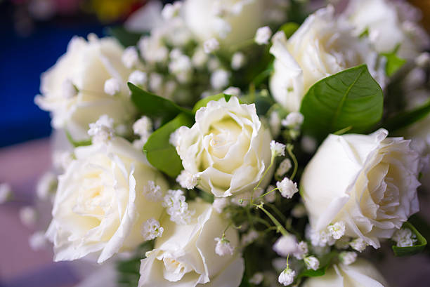 istock Bouquet of white rose flowers 180170138
