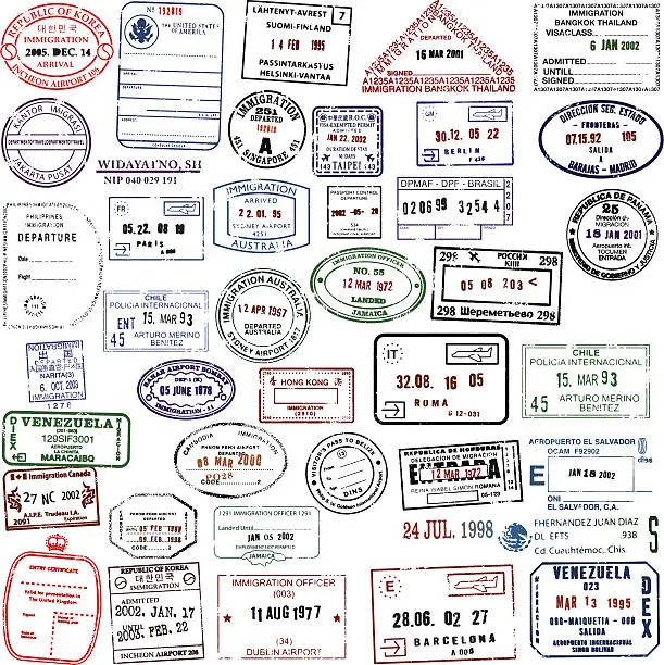 Vector illustration of Travel Stamps Super Collection
