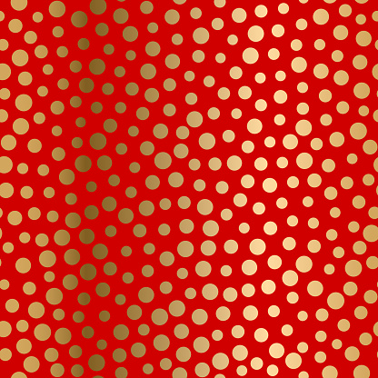 Golden dots on red background, Christmas luxury paper.