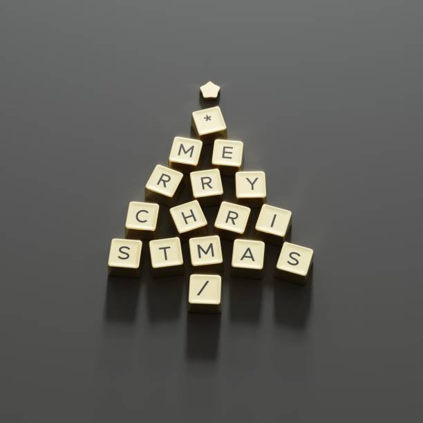 istock Christmas Tree Symbol made by golden color Computer keys cap on black background. Minimal Christmas idea concept flat lay. 3D Rendering 1801744220