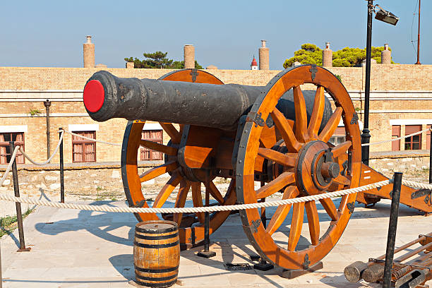 istock Old gun stationed in a castle at Corfu island 180177143