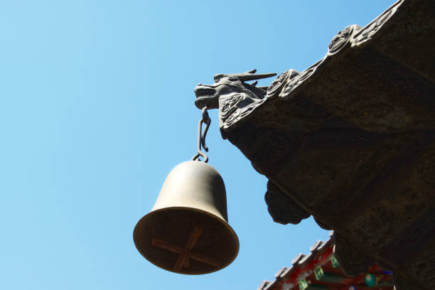 traditional Chinese style temple bells, closeup of photo