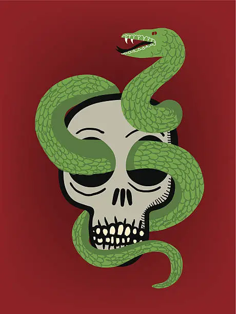 Vector illustration of Snake and skull