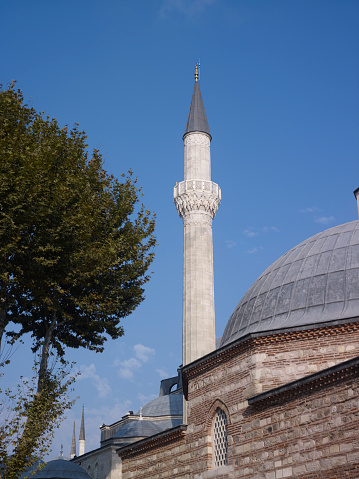 Ottoman period mosque minaret. A sunny day. No people.