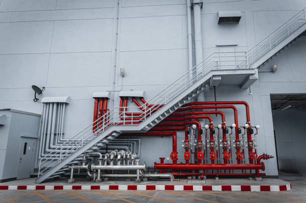 istock Header pipes valve zone and fire alarm control system at industrial plants 1801796553