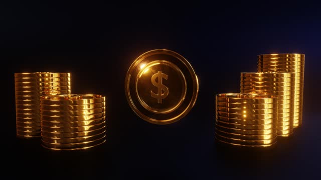 Abstract dollar coin 3D animation background