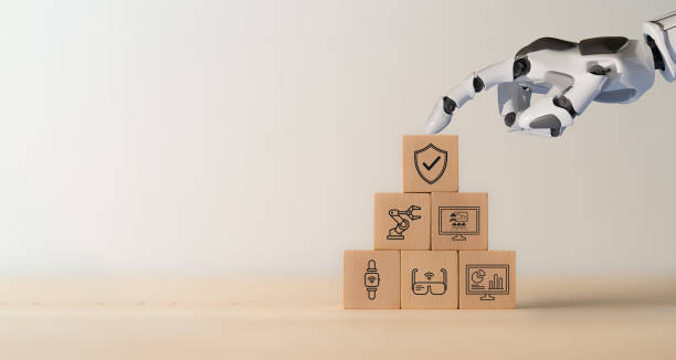 istock Technology for increasing workplace safety in industry concept. Safety first, workplace safety tech in production process with safety culture and training, protections, health care, regulations. 1801798117