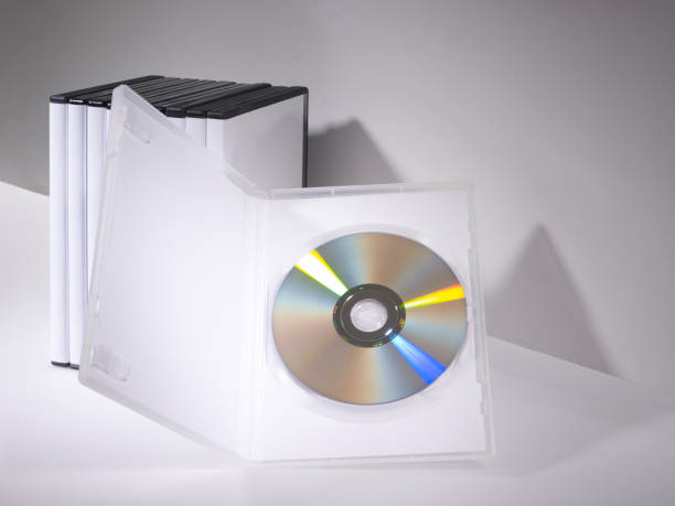 Isolated closeup of empty DVD case on white background