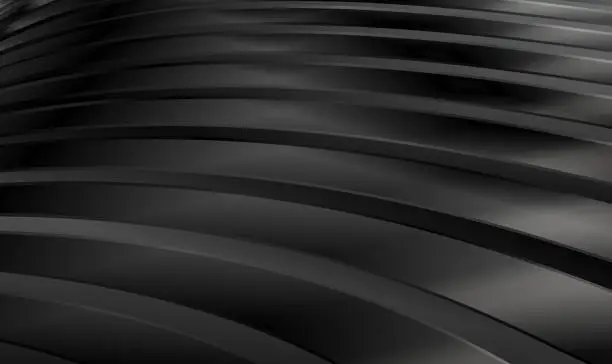 Vector illustration of Abstract 3d black smooth curves lines background with copy space