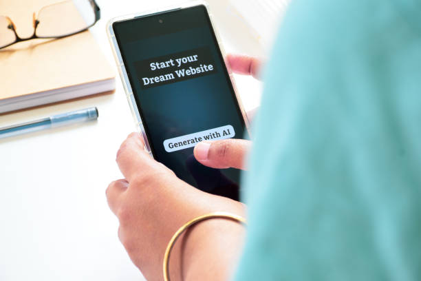 istock Woman hand using a generative AI application on her phone to build a website to start her small business. 1801808518