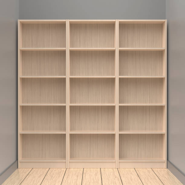 istock Empty wooden bookcases 1801813259