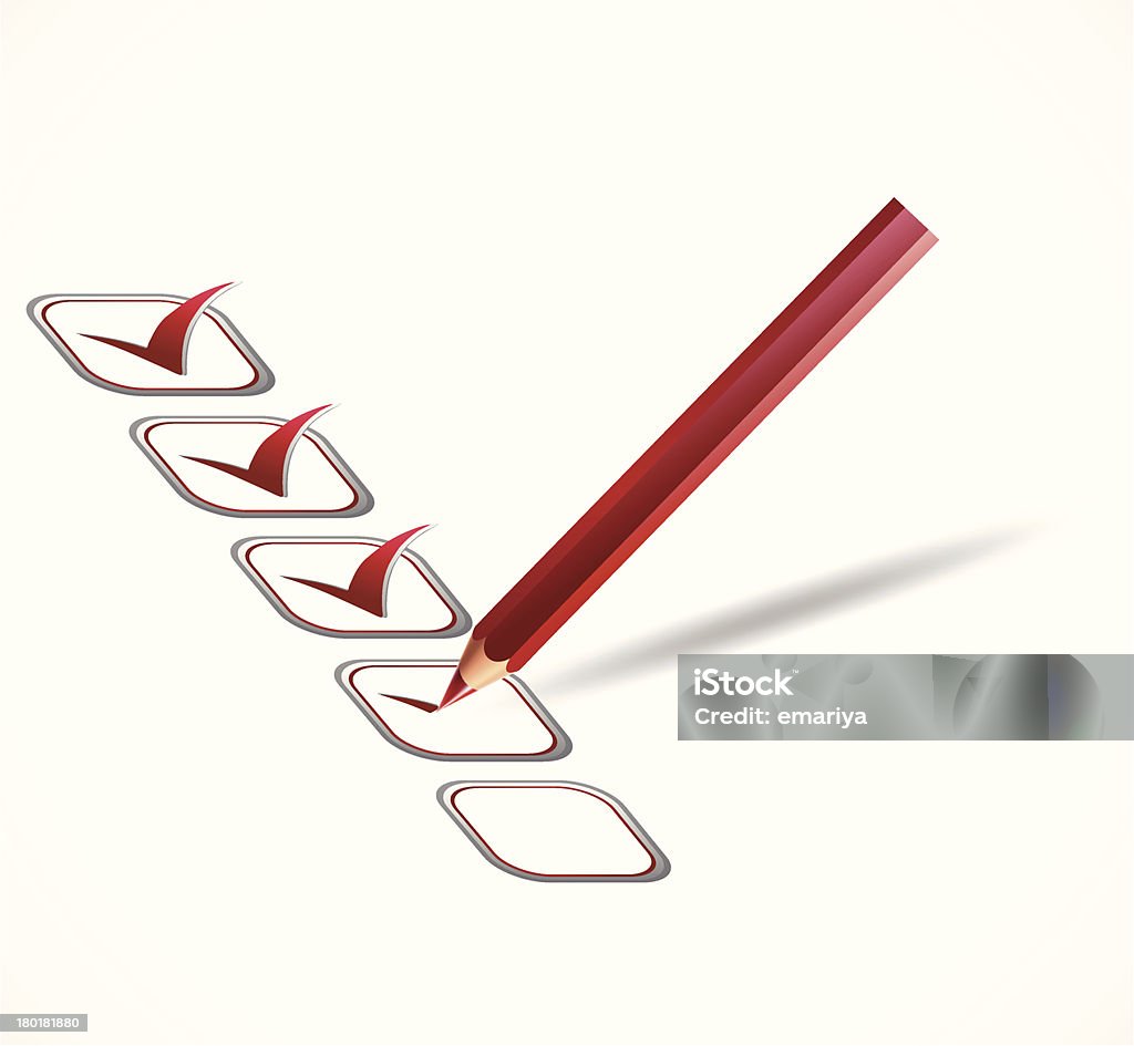 Rouge liste de contrôle. Illustration - clipart vectoriel de Accord - Concepts libre de droits