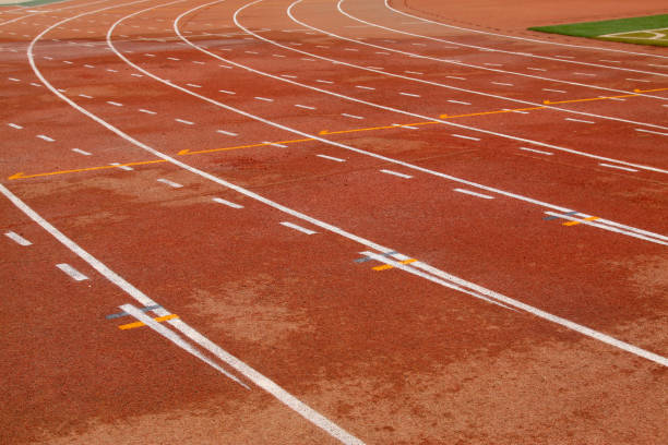 istock Plastic runway corner in a sports ground 1801825627