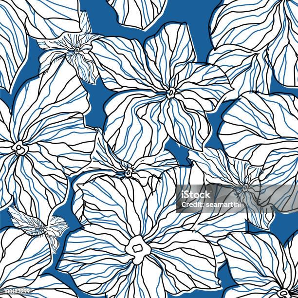 추상적임 블루 플로럴 연속무늬 0명에 대한 스톡 벡터 아트 및 기타 이미지 - 0명, 곡선, 꽃-식물