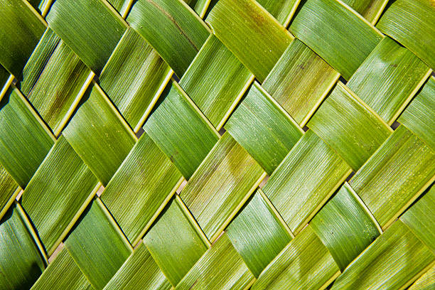 coconut leaves Zigzag interlocking of coconut leaves beach mat stock pictures, royalty-free photos & images