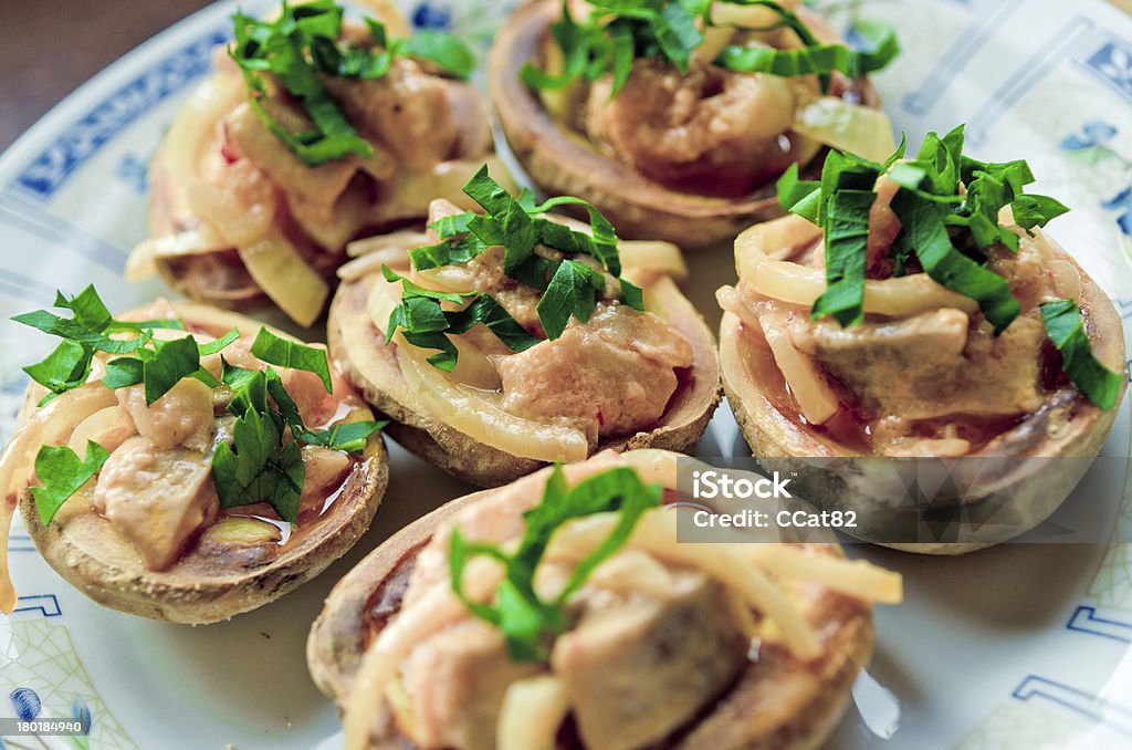 구은 감자와 herring - 로열티 프리 0명 스톡 사진