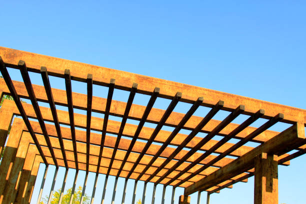 istock Oxidation rust steel beams in blue sky background 1801859981