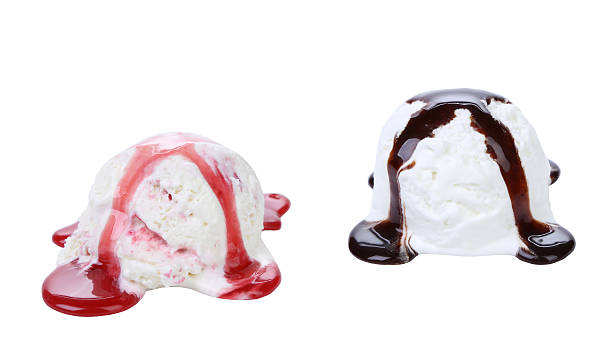 istock Collage of ice cream with red and chocolate syrop. 180186696