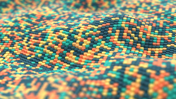 istock Colorful wavy background with hexagonal shapes. 3d illustration. 1801870689
