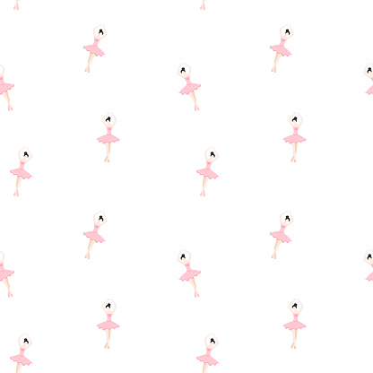 Ballerina vector seamless pattern, ballet background, wallpaper, print, textile, fabric, wrapping paper, packaging design