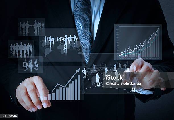 Financial Symbols Coming From Hand Stock Photo - Download Image Now - Achievement, Aiming, Aspirations
