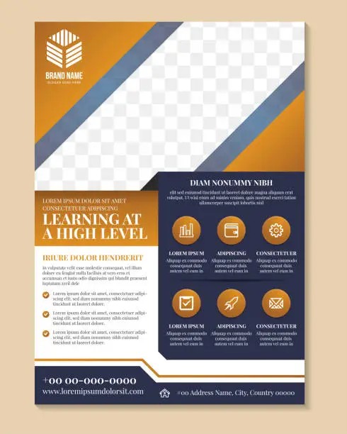 Vector illustration of learning at a high level flyer design template in vertical layout