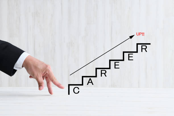istock Business man's hand and steps with CAREER word 1801890208