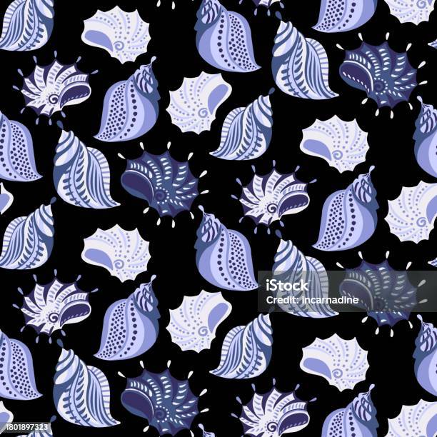 Flowe Shell Pattern Sea Shells Seamless Pattern Stock Illustration - Download Image Now ...