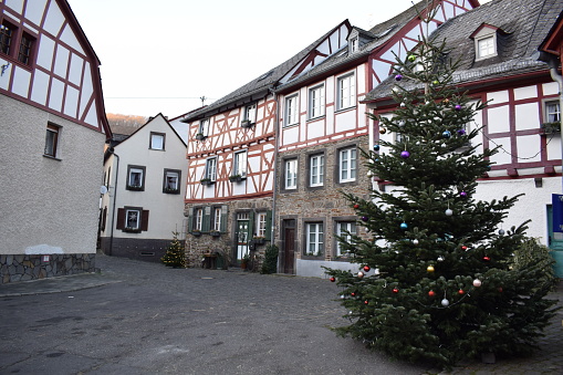 Monreal, Germany - 12/12/2022: Christmas tree in the streets of Monreal
