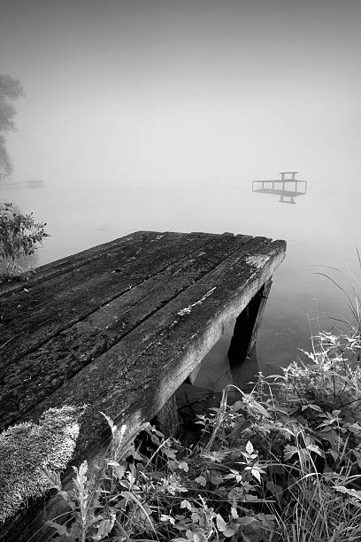 Gangway in hazy Sunrise stock photo