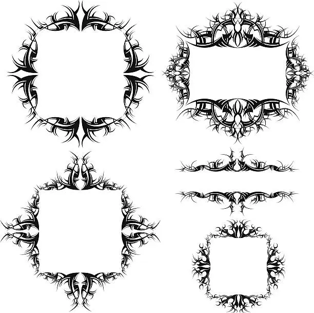 Vector illustration of set of ornamented frames