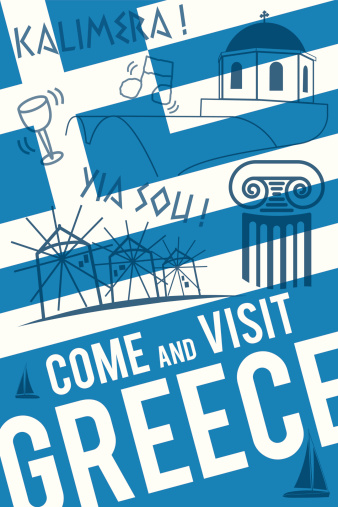 vector Greece travel invitation poster