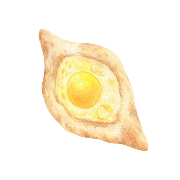 istock Khachapuri with egg in Adjaruli style. Georgian Cheese Bread Boat. Khachapuri Adjaruli 1801945953