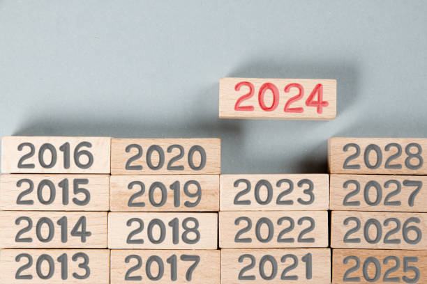 istock Wooden Blocks with New Year 2024 1801966213