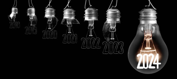 istock Light Bulbs with New Year 2024 1801966298