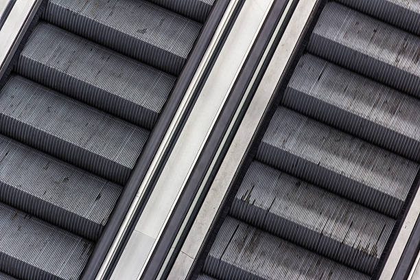 Abstract Escalators. Black and White stock photo
