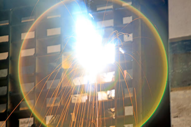 electric spark in a welding scene, closeup of photo