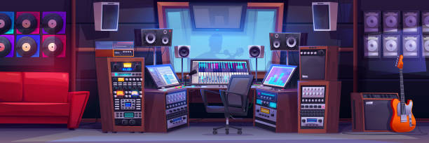 100+ Cartoon Of A Recording Studio Soundboard Stock Illustrations