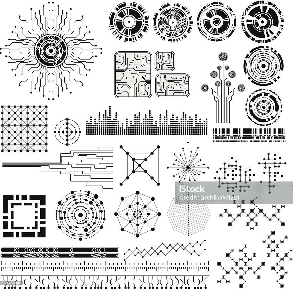 Tecnología tema elementos de diseño de - arte vectorial de Tablero de circuitos libre de derechos