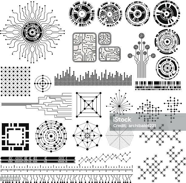 Ilustración de Tecnología Tema Elementos De Diseño De y más Vectores Libres de Derechos de Tablero de circuitos - Tablero de circuitos, Círculo, Vector