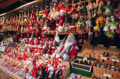 Christmas Santa Claus toys and decoration at Christmas Market in Vienna, Austria, Wien, Österreich
