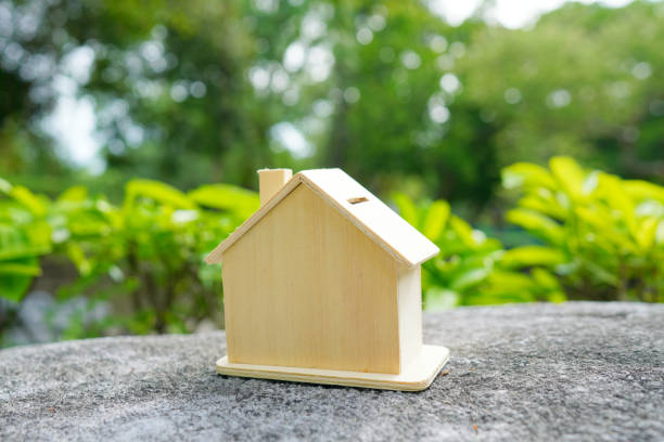 istock Wooden house model Natural backdrop (specified point) 1802048354