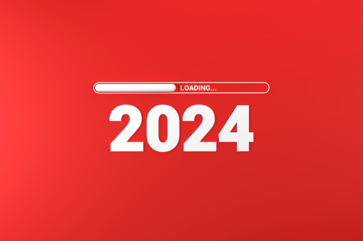 2024 Text And Loading Bar On Red Background