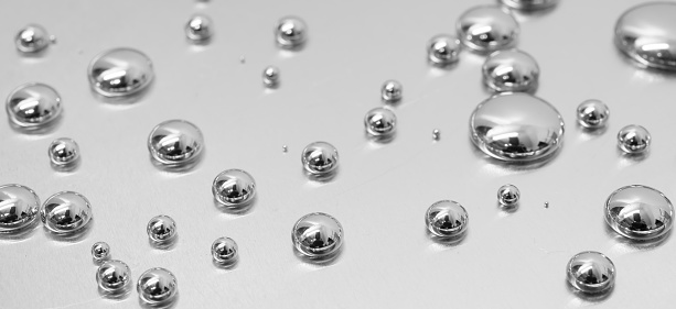 mercury toxic metal, spilled drops of mercury