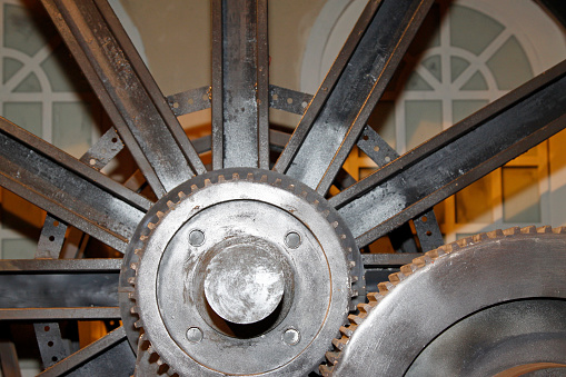 Mining machinery equipment in a factory, closeup of photo