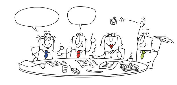 spotkanie - cartoon business meeting coffee stock illustrations
