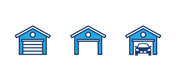 Garage icon set. Car garage icon symbol. Vector illustration