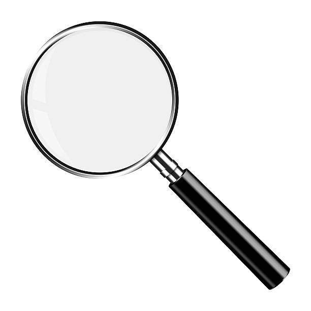 realistic vector magnifying glass lupe - büyüteç stok fotoğraflar ve resimler